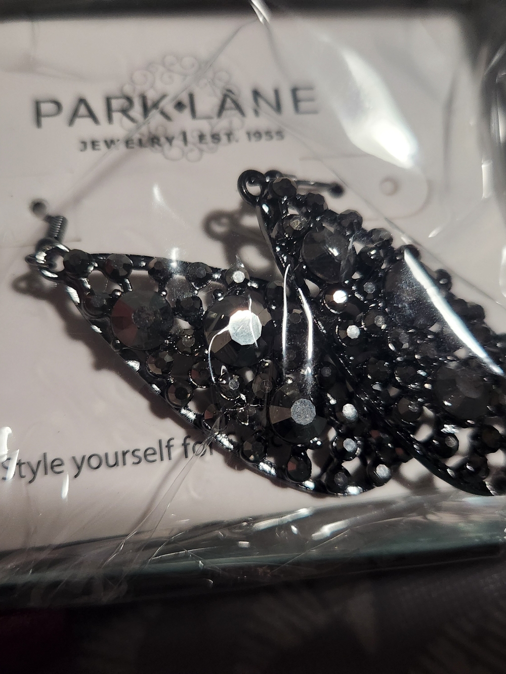 Park Lane game on  Black Crystal Filigree Teardrop Earrings